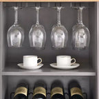 Meuble Bar à Vin avec Lumières LED, Meuble à Alcool avec Porte-Verres et Porte-Bouteilles, Buffet de Rangement pour Salle à Manger
