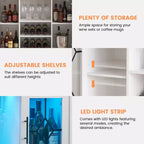 Meuble Bar à Vin avec Lumières LED, Meuble à Alcool avec Porte-Verres et Porte-Bouteilles, Buffet de Rangement pour Salle à Manger