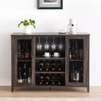 Meuble Bar à Vin avec Lumières LED, Meuble à Alcool avec Porte-Verres et Porte-Bouteilles, Buffet de Rangement pour Salle à Manger