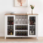 Meuble Bar à Vin avec Lumières LED, Meuble à Alcool avec Porte-Verres et Porte-Bouteilles, Buffet de Rangement pour Salle à Manger