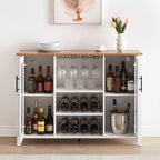 Meuble Bar à Vin avec Lumières LED, Meuble à Alcool avec Porte-Verres et Porte-Bouteilles, Buffet de Rangement pour Salle à Manger