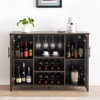 Meuble Bar à Vin avec Lumières LED, Meuble à Alcool avec Porte-Verres et Porte-Bouteilles, Buffet de Rangement pour Salle à Manger