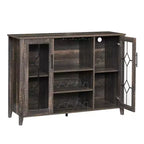 COZONY Wine Bar Cabinet with LED Lights, Modern Liquor Cabinet with Glass & Bottle Rack, Coffee Bar Sideboard Buffet Storage for Dining Room