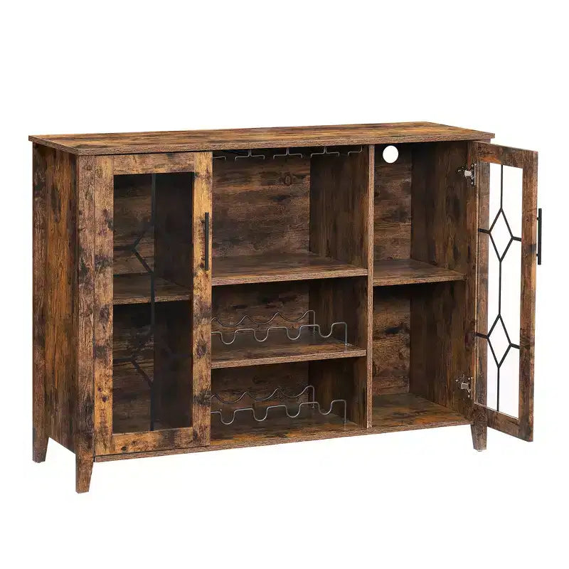 Wine Bar Cabinet with LED Lights, Liquor Cabinet with Glass & Bottle Rack, Coffee Bar Sideboard Buffet Storage for Dining Room