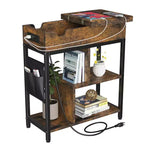 Table d'appoint de chargement avec prises USB, rangement à plateau relevable, table de chevet étroite pour petites chambres