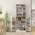 66.5" Tall Kitchen Pantry Storage Cabinet with Adjustable Shelves and Glass Doors