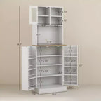 Meuble de rangement pour garde-manger de cuisine de 169 cm de haut avec étagères réglables et portes vitrées