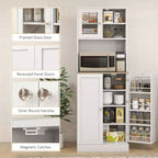 Meuble de rangement pour garde-manger de cuisine de 169 cm de haut avec étagères réglables et portes vitrées