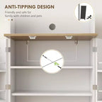 Meuble de rangement pour garde-manger de cuisine de 169 cm de haut avec étagères réglables et portes vitrées