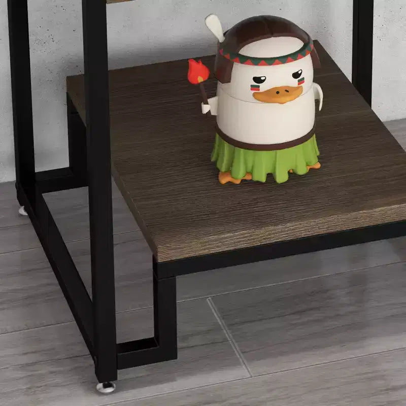 Nightstand End Table with Tempered Glass Top, Wood Drawer and Adjustable Legs, Bedside Table for Bedroom and Living Room