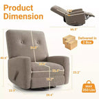 Fauteuil inclinable, fauteuil à bascule et pivotant à 360° pour adultes avec dossier et repose-pieds réglables, fauteuil en velours côtelé