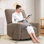 Fauteuil inclinable, fauteuil à bascule et pivotant à 360° pour adultes avec dossier et repose-pieds réglables, fauteuil en velours côtelé