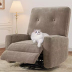 Fauteuil inclinable, fauteuil à bascule et pivotant à 360° pour adultes avec dossier et repose-pieds réglables, fauteuil en velours côtelé