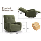 Fauteuil inclinable, fauteuil à bascule et pivotant à 360° pour adultes avec dossier et repose-pieds réglables, fauteuil en velours côtelé