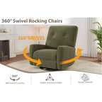 Fauteuil inclinable, fauteuil à bascule et pivotant à 360° pour adultes avec dossier et repose-pieds réglables, fauteuil en velours côtelé