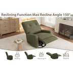 Fauteuil inclinable, fauteuil à bascule et pivotant à 360° pour adultes avec dossier et repose-pieds réglables, fauteuil en velours côtelé