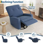 Fauteuil inclinable, fauteuil à bascule et pivotant à 360° pour adultes avec dossier et repose-pieds réglables, fauteuil en velours côtelé