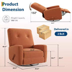 Fauteuil inclinable, fauteuil à bascule et pivotant à 360° pour adultes avec dossier et repose-pieds réglables, fauteuil en velours côtelé