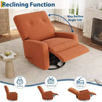 Fauteuil inclinable, fauteuil à bascule et pivotant à 360° pour adultes avec dossier et repose-pieds réglables, fauteuil en velours côtelé