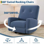 Fauteuil inclinable, fauteuil à bascule et pivotant à 360° pour adultes avec dossier et repose-pieds réglables, fauteuil en velours côtelé