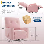 Fauteuil inclinable, fauteuil à bascule et pivotant à 360° pour adultes avec dossier et repose-pieds réglables, fauteuil en velours côtelé