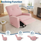 Fauteuil inclinable, fauteuil à bascule et pivotant à 360° pour adultes avec dossier et repose-pieds réglables, fauteuil en velours côtelé