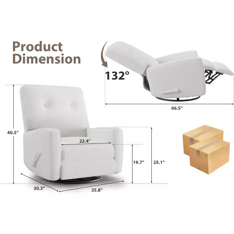 Recliner Chair, 360 Swivel Rocking Glider Chair for Adults with Adjustable Backrest & Footrest, Corduroy Upholstered Armchair