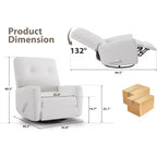 Fauteuil inclinable, fauteuil à bascule et pivotant à 360° pour adultes avec dossier et repose-pieds réglables, fauteuil en velours côtelé