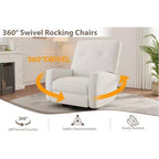 Fauteuil inclinable, fauteuil à bascule et pivotant à 360° pour adultes avec dossier et repose-pieds réglables, fauteuil en velours côtelé