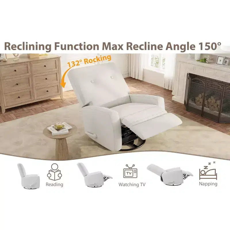 Recliner Chair, 360 Swivel Rocking Glider Chair for Adults with Adjustable Backrest & Footrest, Corduroy Upholstered Armchair