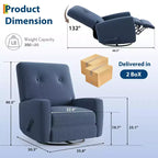 Fauteuil inclinable, fauteuil à bascule et pivotant à 360° pour adultes avec dossier et repose-pieds réglables, fauteuil en velours côtelé