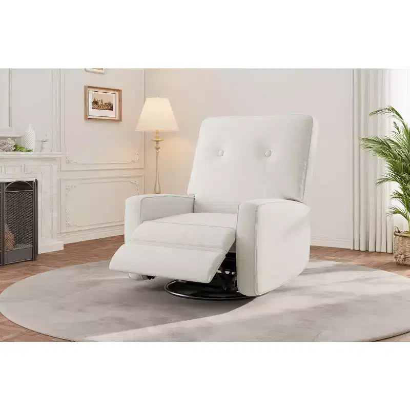 Recliner Chair, 360 Swivel Rocking Glider Chair for Adults with Adjustable Backrest & Footrest, Corduroy Upholstered Armchair
