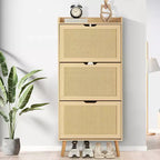 Meuble à chaussures étroit à 3 niveaux avec portes – Organisateur de rangement pour chaussures d'entrée