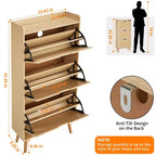 Meuble à chaussures étroit à 3 niveaux avec portes – Organisateur de rangement pour chaussures d'entrée