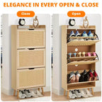 Meuble à chaussures étroit à 3 niveaux avec portes – Organisateur de rangement pour chaussures d'entrée