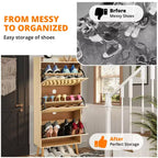 Meuble à chaussures étroit à 3 niveaux avec portes – Organisateur de rangement pour chaussures d'entrée