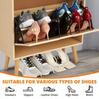 Meuble à chaussures étroit à 3 niveaux avec portes – Organisateur de rangement pour chaussures d'entrée