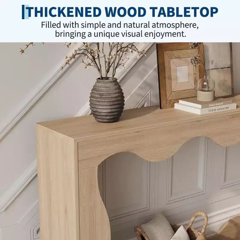 Narrow Console Table with Storage Shelf - 63 Inch Long Entryway Table