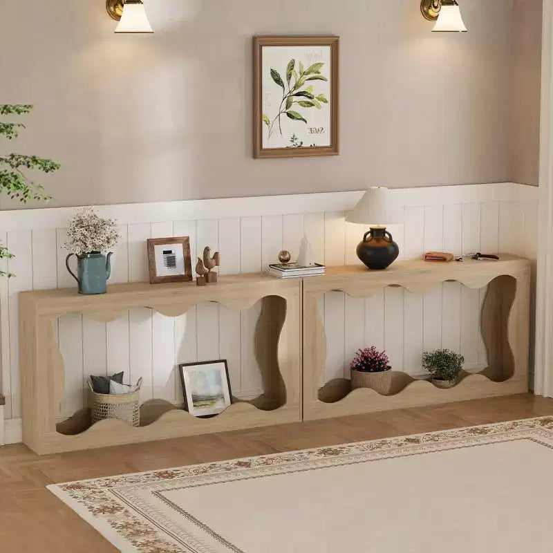 Narrow Console Table with Storage Shelf - 63 Inch Long Entryway Table