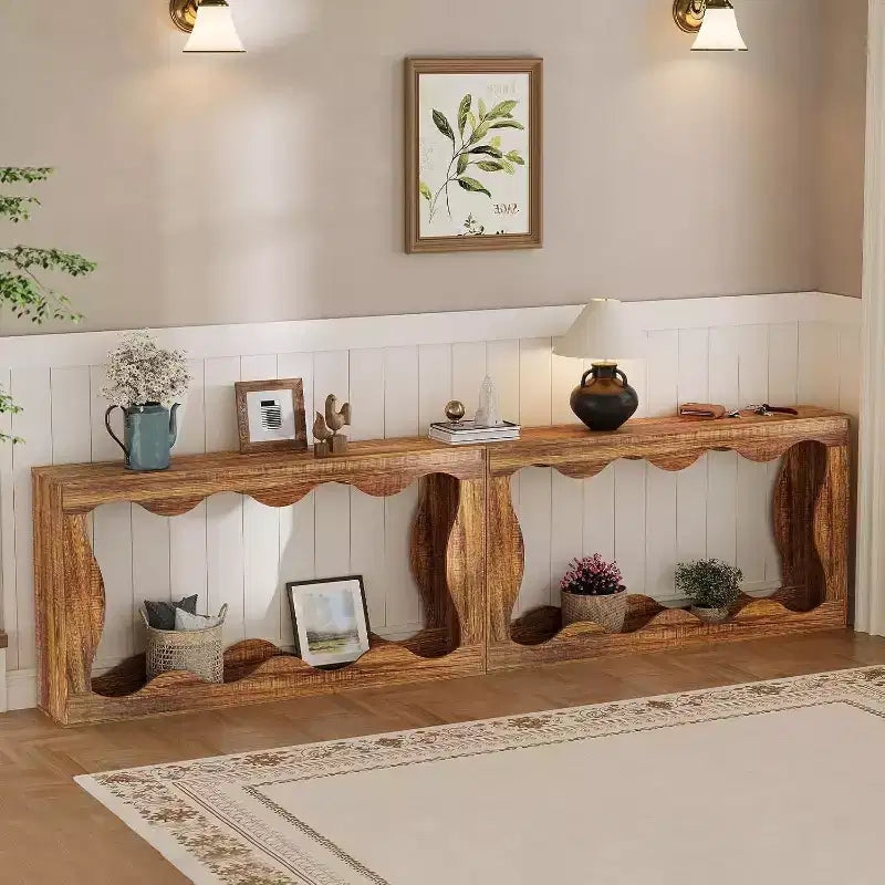 Narrow Console Table with Storage Shelf - 63 Inch Long Entryway Table