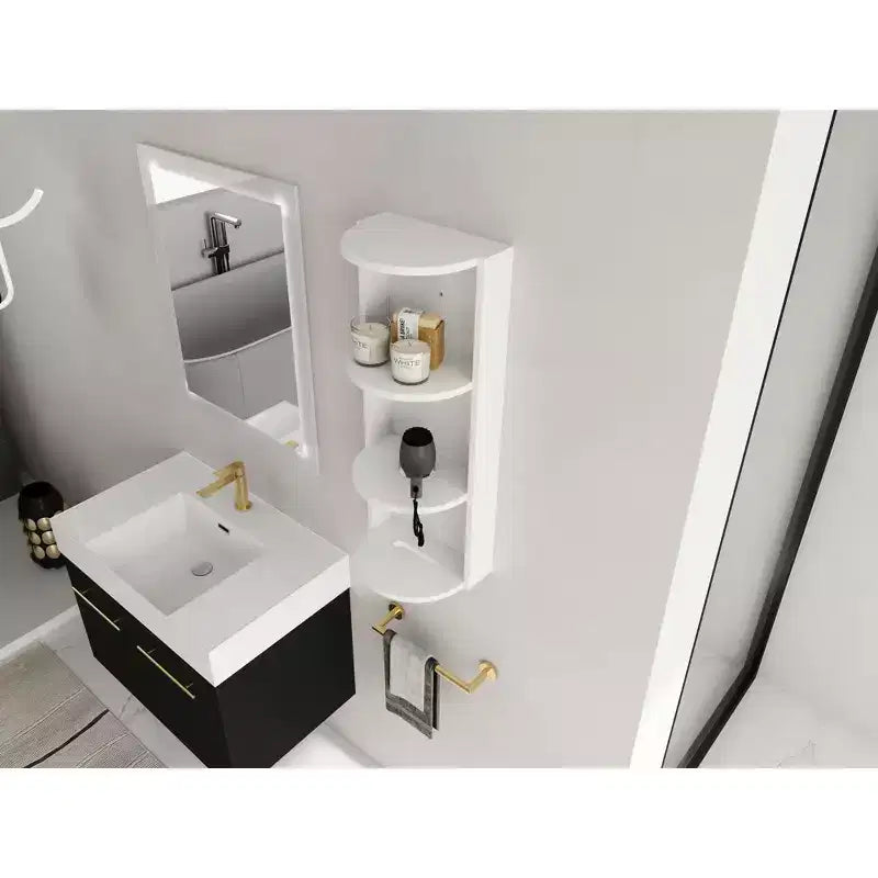 3-Tier Wall-Mounted Bathroom Corner Shelf with Hair Dryer Holder