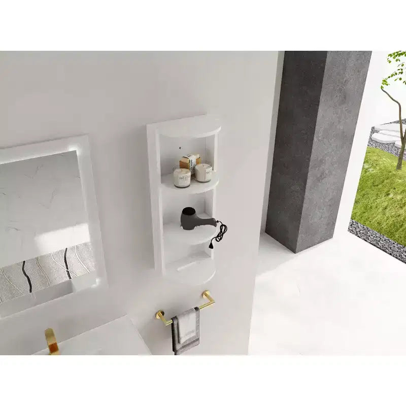 3-Tier Wall-Mounted Bathroom Corner Shelf with Hair Dryer Holder