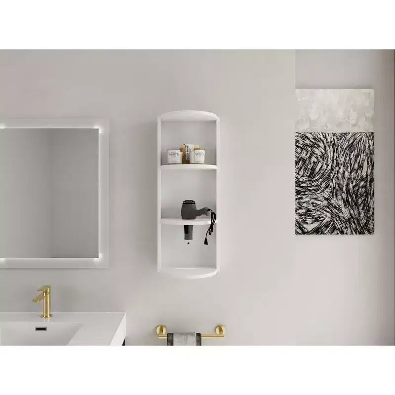 3-Tier Wall-Mounted Bathroom Corner Shelf with Hair Dryer Holder