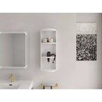 Étagère d'angle murale 3 niveaux pour salle de bain avec support sèche-cheveux