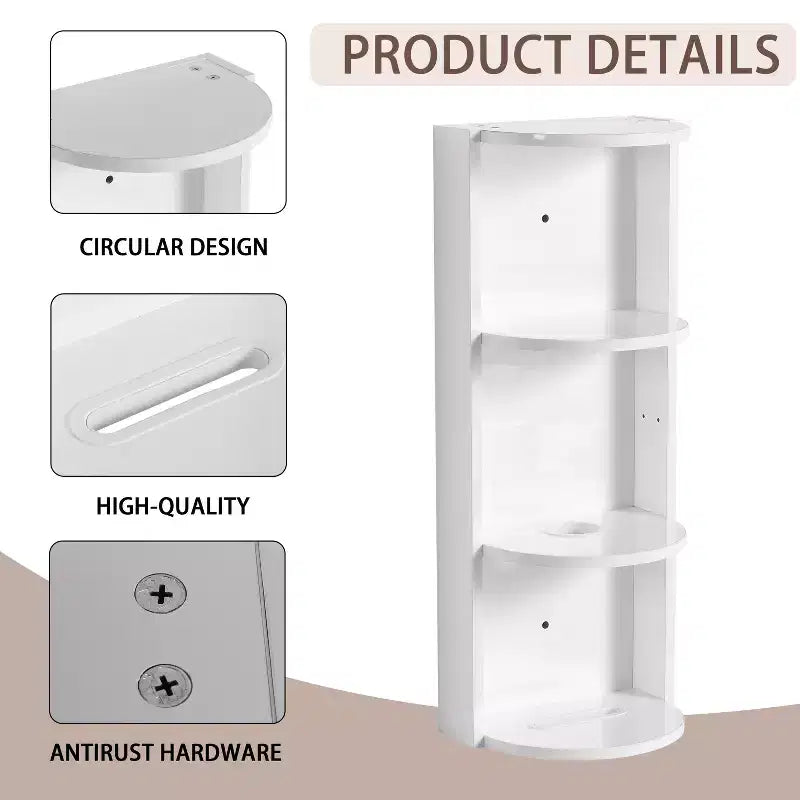 3-Tier Wall-Mounted Bathroom Corner Shelf with Hair Dryer Holder
