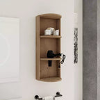 Étagère d'angle murale 3 niveaux pour salle de bain avec support sèche-cheveux