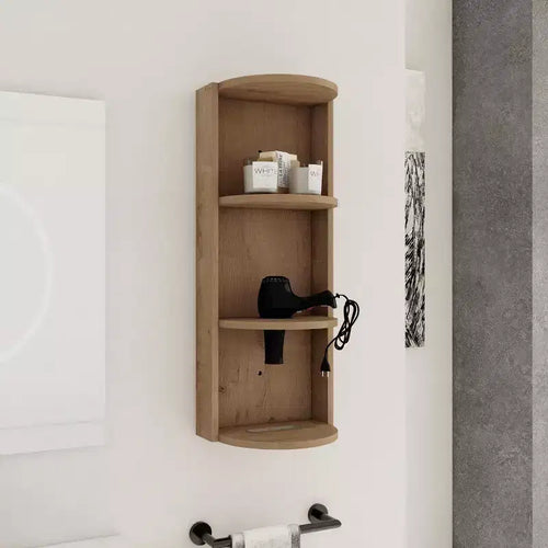 3-Tier Wall-Mounted Bathroom Corner Shelf with Hair Dryer Holder