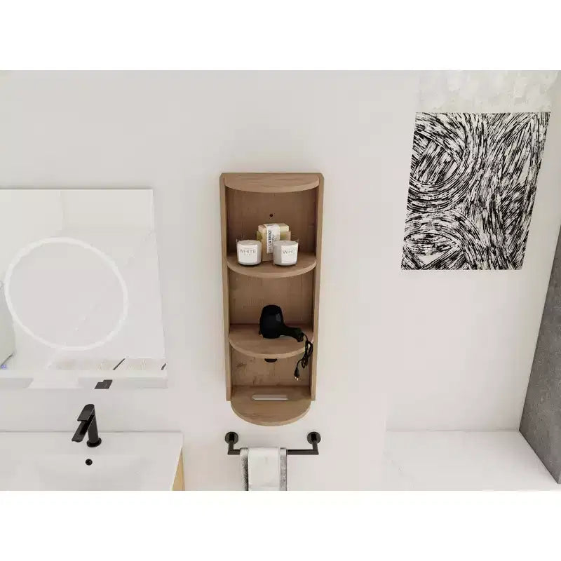 3-Tier Wall-Mounted Bathroom Corner Shelf with Hair Dryer Holder