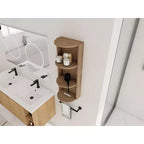 Étagère d'angle murale 3 niveaux pour salle de bain avec support sèche-cheveux