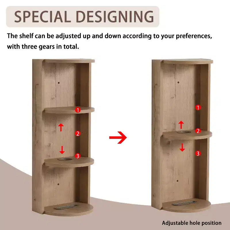 3-Tier Wall-Mounted Bathroom Corner Shelf with Hair Dryer Holder